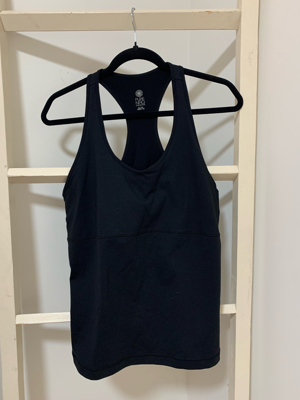 Pure NRG Athletics Black Racerback Workout Tank Top with Shelf Bra